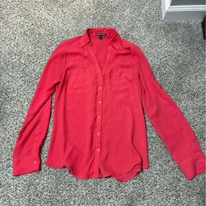 Express Vibrant Pink Collared Shirt